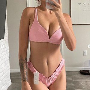 Pink ribbed brand new cheeky swim